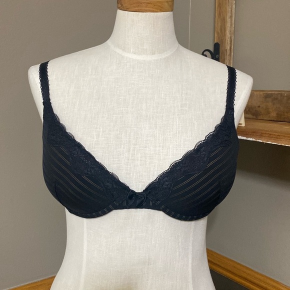 Ambrielle Myatique black & tan sheer stripe EXTREME Push up bra size 36C - Picture 1 of 8